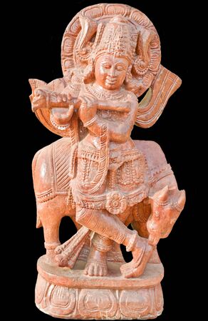 hindu god - krishna - isolated on blackのeditorial素材