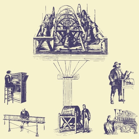 sets old vintage illustrationのイラスト素材