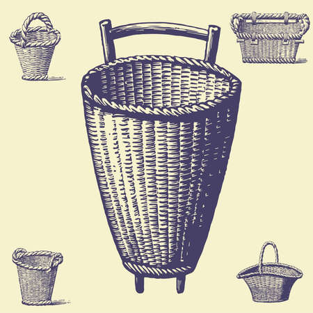 sets old vintage illustrationのイラスト素材