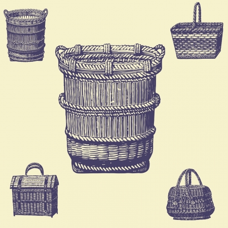 sets old vintage illustrationのイラスト素材