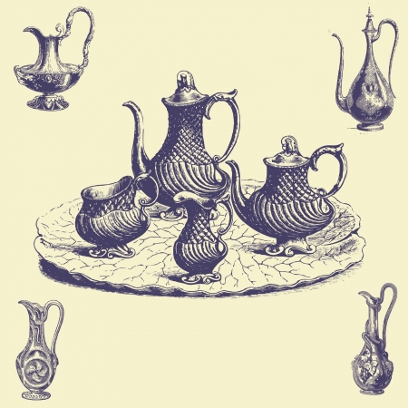 sets old vintage illustrationのイラスト素材