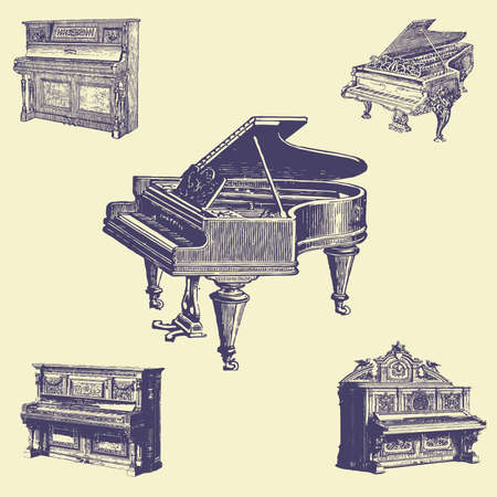 sets old vintage illustrationのイラスト素材