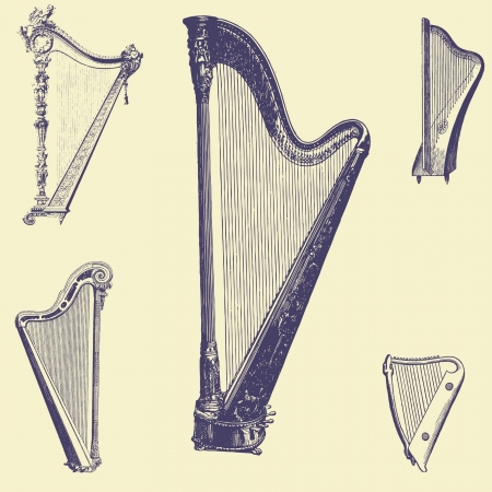 sets old vintage illustrationのイラスト素材