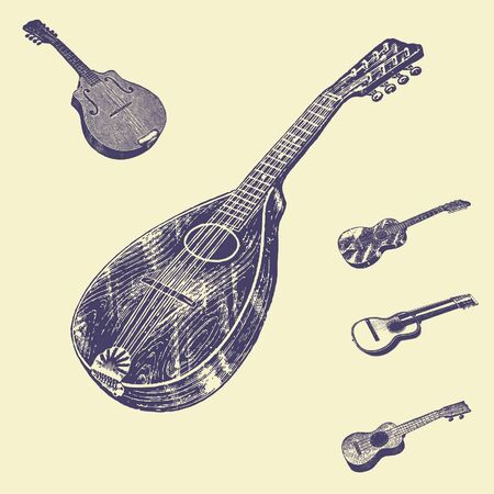 sets old vintage illustrationのイラスト素材