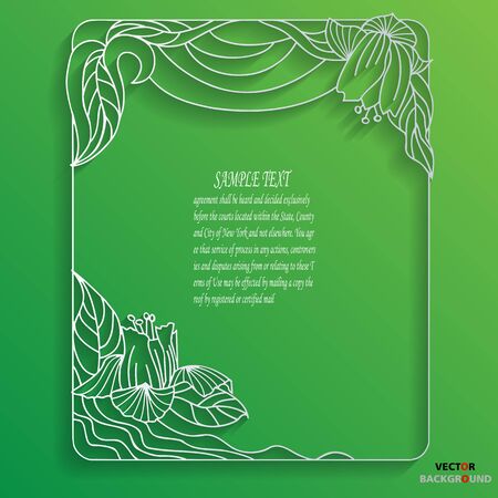 Flowers Floral Borders Element Background Abstract 3D Design in Greenのイラスト素材