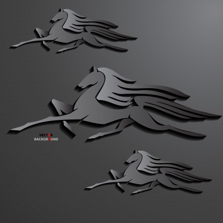 Horses Tattoo Abstract 3D Design Background in illustrations Blackのイラスト素材