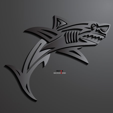 Shark Abstract 3D Design Background in illustrations Blackのイラスト素材