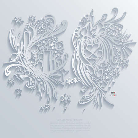 Flowers Christmas Abstract 3D Design Background illustrations Whiteのイラスト素材