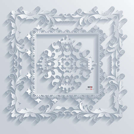 Borders Element Abstract 3D Design Background illustrations Whiteのイラスト素材