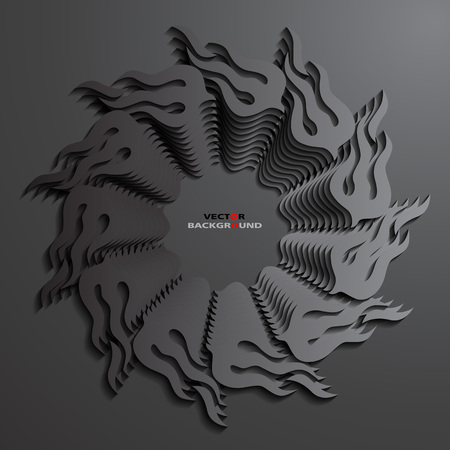 Black 3D Round Flames Background Vector illustrationのイラスト素材