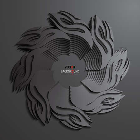 Black 3D Round Flames Background Vector illustrationのイラスト素材