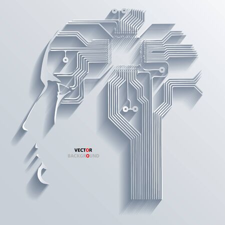 Background Abstract 3D Design of circuit board vector headのイラスト素材