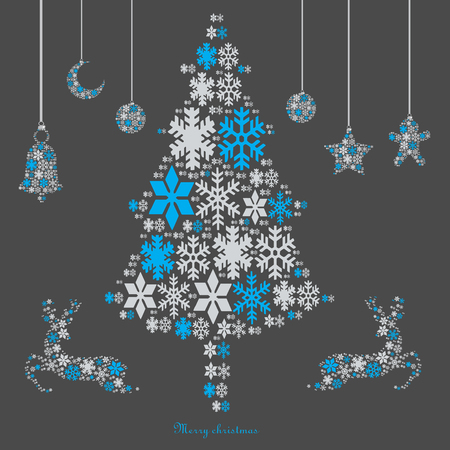 Christmas ornaments made from snowflakes illustrationのイラスト素材