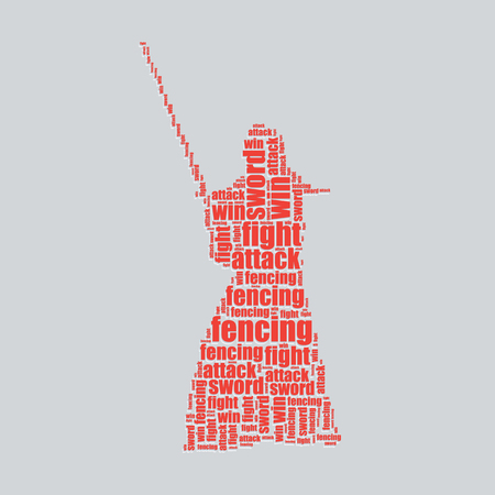 fencing typography 3d text word art fencing vector illustration word cloud のイラスト素材