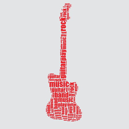 guitar typography 3d text word art guitar vector illustration word cloud のイラスト素材