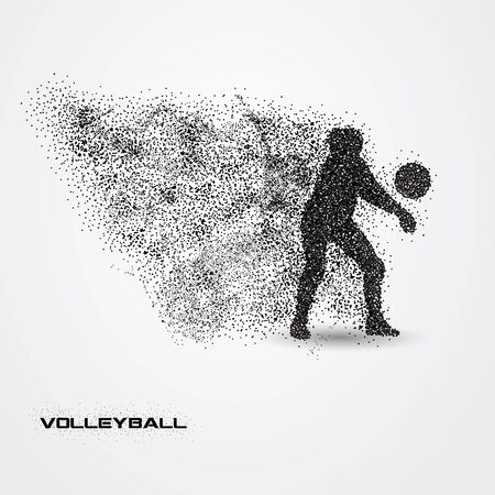 Volleyball player of a silhouette from particle.の写真素材