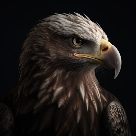 eagle portrait on black background, 3d illustration, square compositionの素材