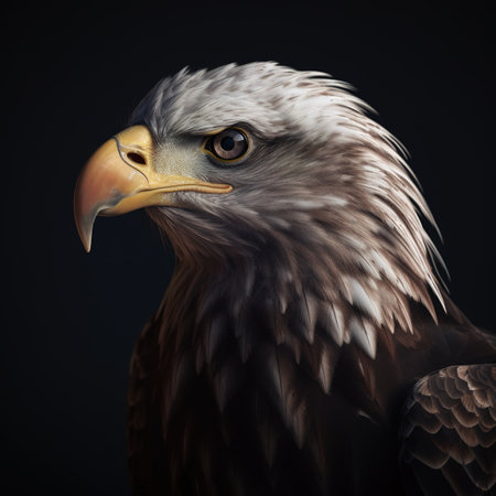 Portrait of an eagle on a dark background. Studio shot.の素材