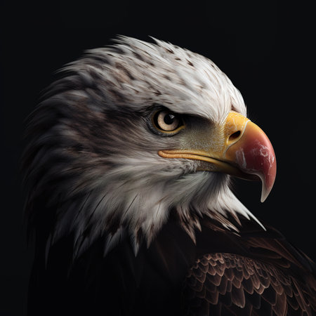Bald Eagle isolated on black background.の素材