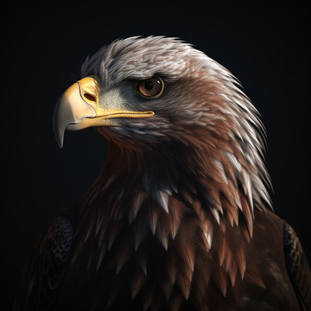 eagle portrait on a black background illustrationの素材
