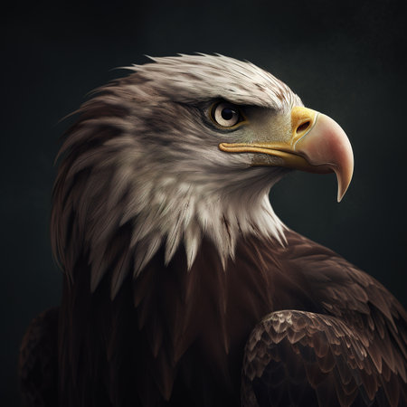 Portrait of a Bald Eagle on dark background.の素材