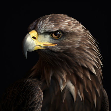 Eagle portrait on a black background.の素材
