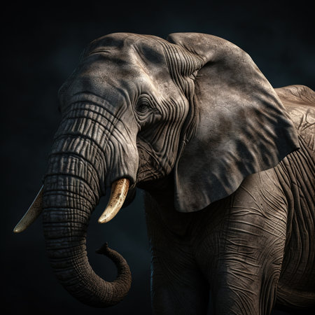Elephant on a dark background. Vintage style.の素材