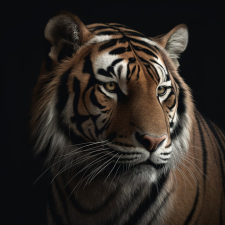 Portrait of a tiger on a black background. Close-up.の素材