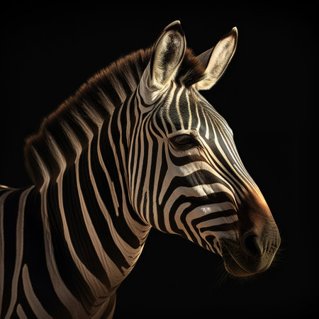 Zebra head isolated on black background. illustration.の素材