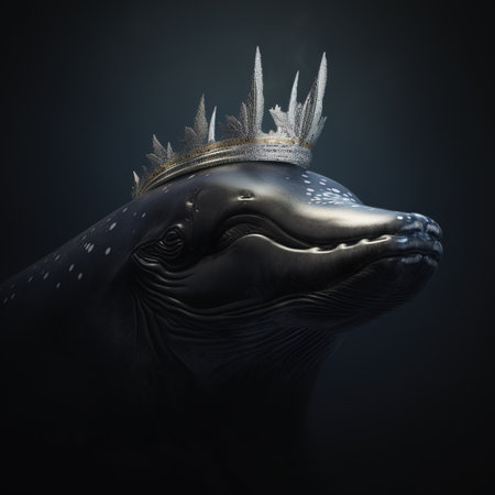 Portrait of a majestic Whale with a crownの素材
