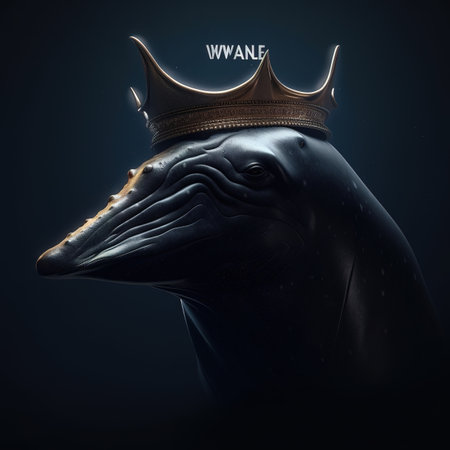 Dolphin with crown on black background. . Luxury conceptの素材