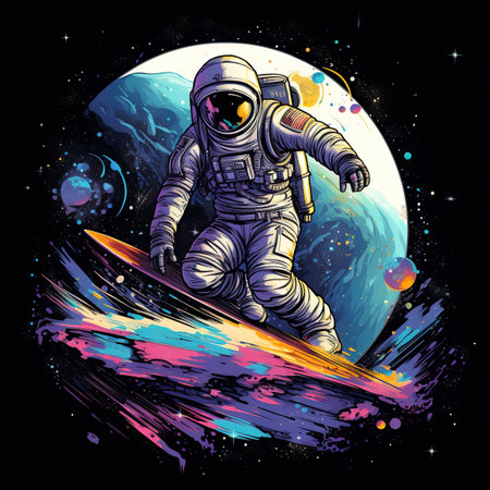 Astronaut on the background of the moon.の素材