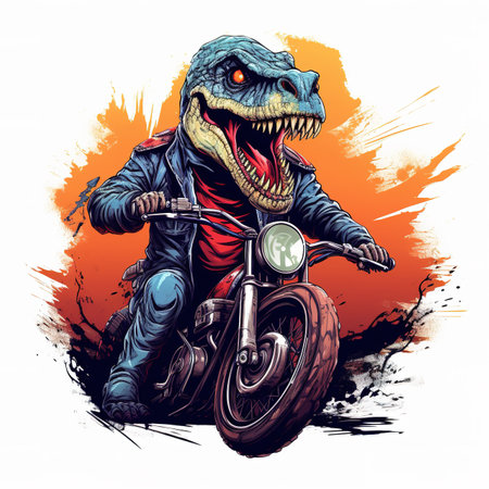 Grim reaper rides a motorcycle on a grunge background.の素材