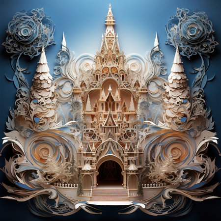 3d illustration of a fantasy temple in the north of Thailand.の素材