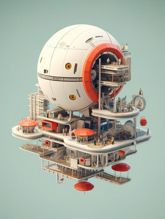 Astronaut in the space station. 3d render illustration.の素材