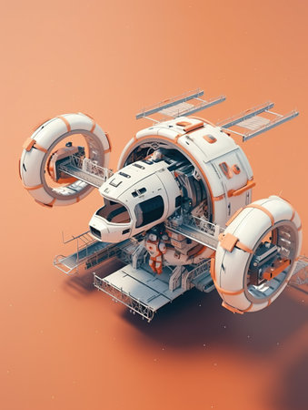 3D CG rendering of space ship. High resolution image. 3D illustration.の素材