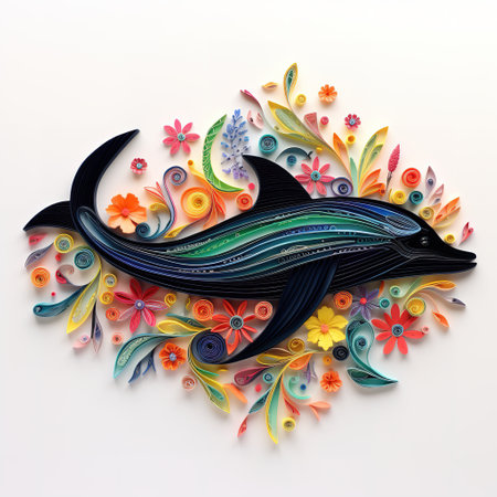 Beautiful whale on the background of flowers. 3d illustration.の素材