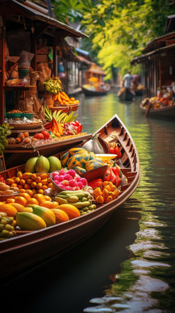 Floating market in Ratchaburi province,Thailand.の素材