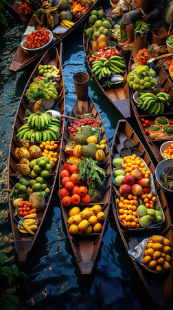 Traditional floating market in Thailandの素材