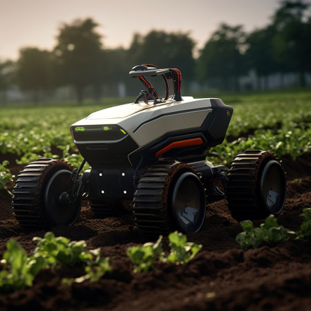 Agriculture tractor in the field. Agricultural machinery in the fieldの素材