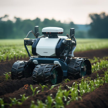 Agricultural tractor in the field. Tractor plowing the field.の素材