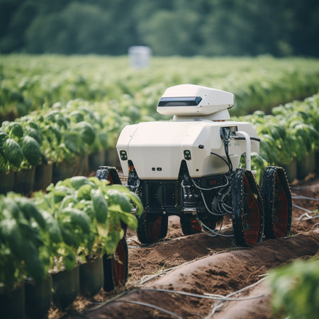 Agricultural tractor on the field. Tractor in the field.の素材