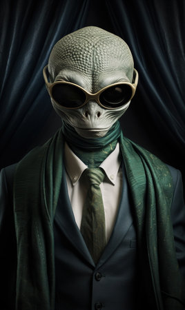 Fantasy portrait of a man in a suit and a mask.の素材