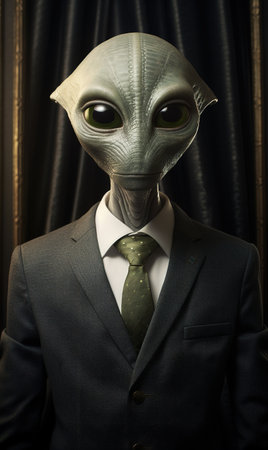 Mannequin wearing a gas mask and a green tie. 3d renderingの素材