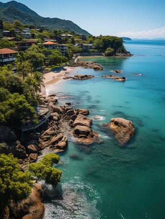 Aerial view of the beautiful beach and sea in Phuket, Thailandの素材