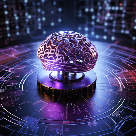 3d rendering of abstract technology background with circuit board and human brainの素材