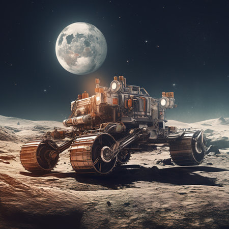 Space station on the background of the moon. 3d rendering.の素材