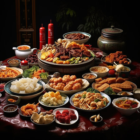 Chinese food on table. Chinese cuisine is very popular in China.の素材