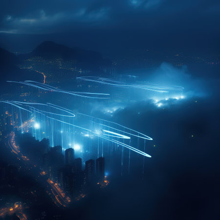 Night cityscape with moving cars and lights, 3d illustration.の素材