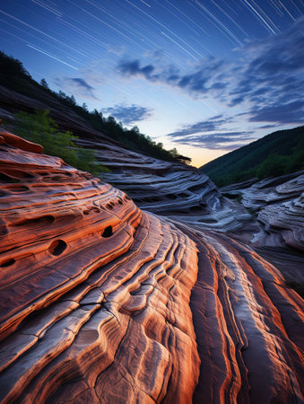 The Wave of the Moon at Sunset in Petrified Forest National Park, Arizonaの素材